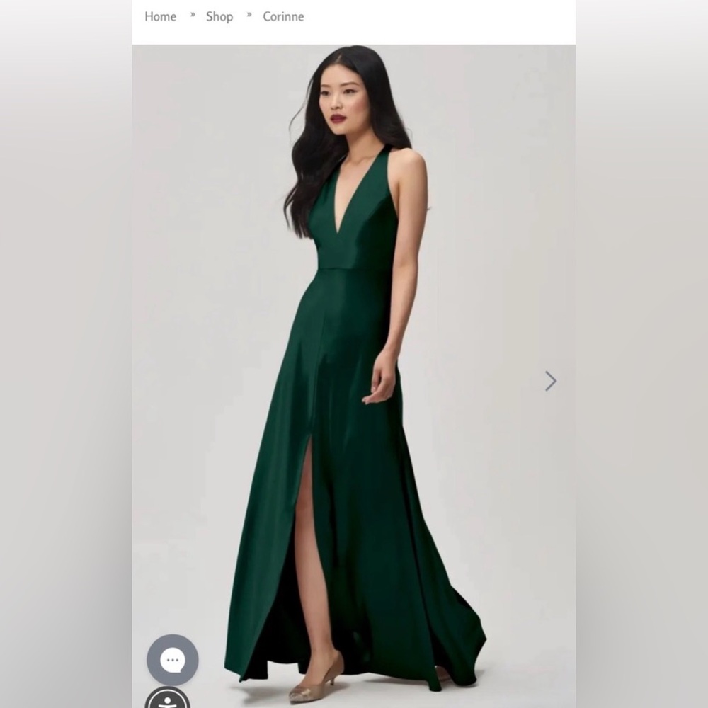 Jenny Yoo Corrine Satin Emerald Green Bridesmaids Dress Size 2